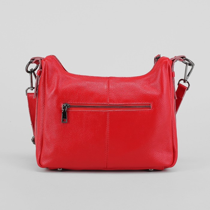Сумка женская, отдел на молнии, 2 наружных кармана, длинный ремень, цвет красный