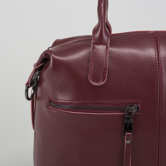 Сумка женская, отдел на молнии, 3 наружных кармана, длинный ремень, цвет бордовый