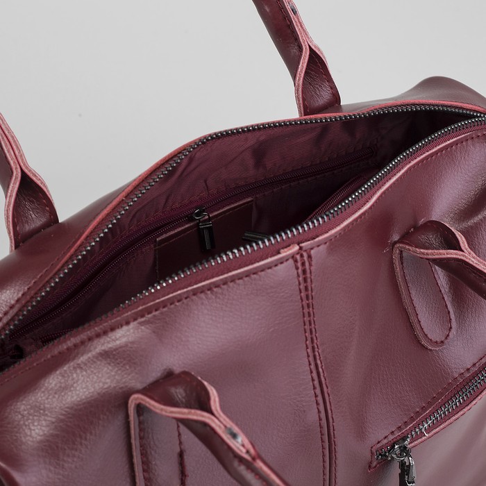 Сумка женская, отдел на молнии, 3 наружных кармана, длинный ремень, цвет бордовый