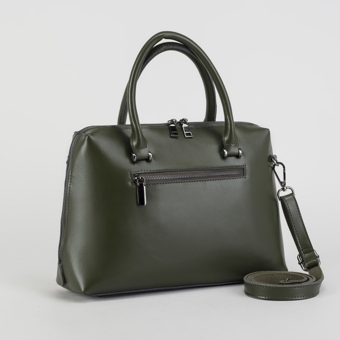 Сумка женская, отдел с перегородкой на молнии, 2 наружных кармана, длинный ремень, цвет оливковый