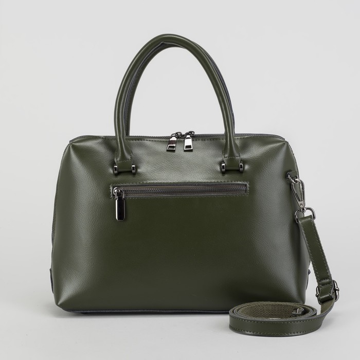 Сумка женская, отдел с перегородкой на молнии, 2 наружных кармана, длинный ремень, цвет оливковый