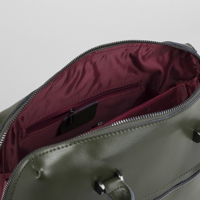 Сумка женская, отдел с перегородкой на молнии, 2 наружных кармана, длинный ремень, цвет оливковый