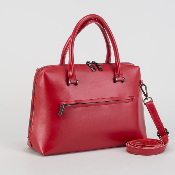 Сумка женская, отдел с перегородкой на молнии, 2 наружных кармана, длинный ремень, цвет красный