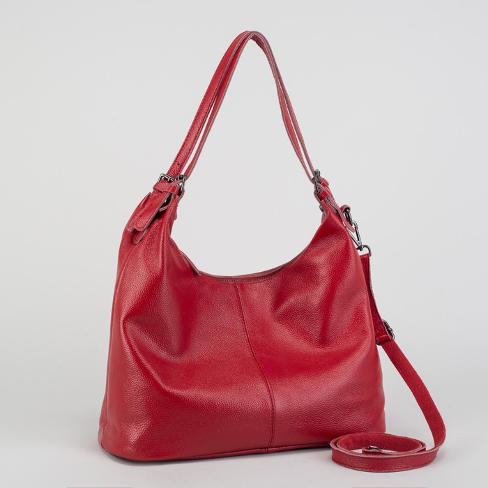 Сумка женская, отдел с перегородкой на молнии, наружный карман, длинный ремень, цвет красный