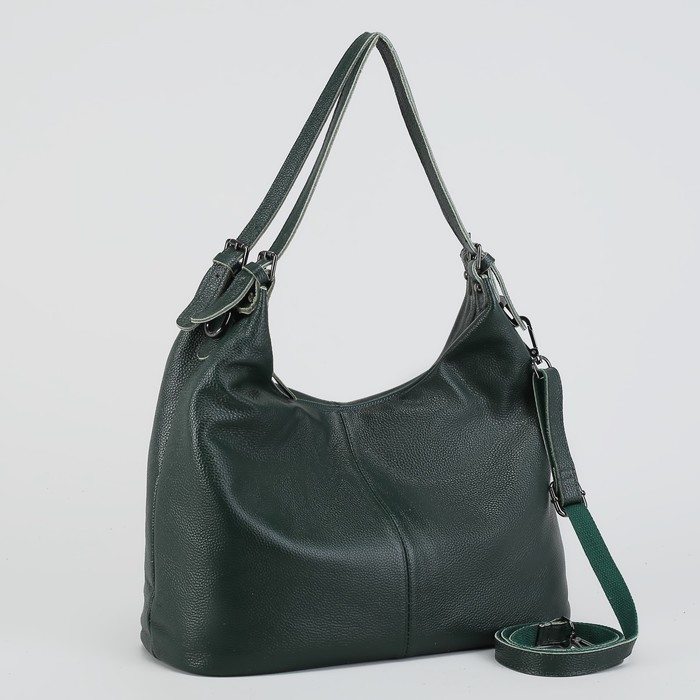 Сумка женская, отдел с перегородкой на молнии, наружный карман, длинный ремень, цвет зелёный