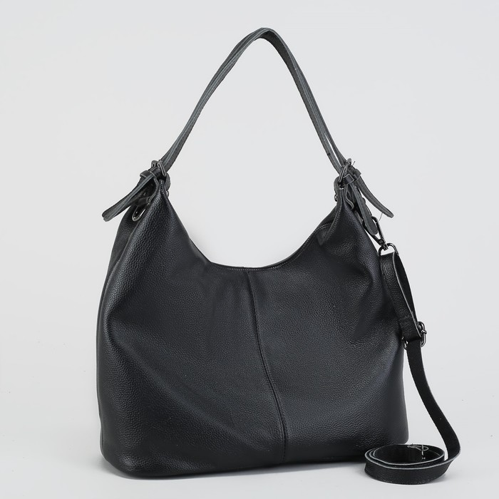 Сумка женская, отдел с перегородкой на молнии, наружный карман, длинный ремень, цвет чёрный