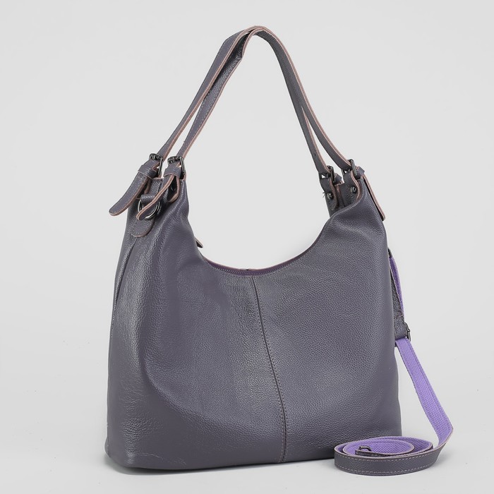 Сумка женская, отдел с перегородкой на молнии, наружный карман, длинный ремень, цвет серо-голубой