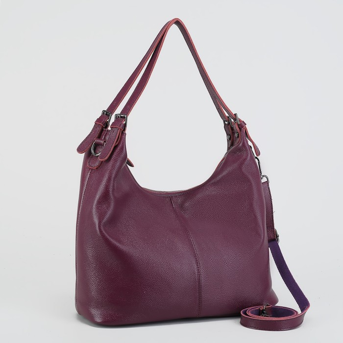 Сумка женская, отдел с перегородкой на молнии, наружный карман, длинный ремень, цвет фиолетовый