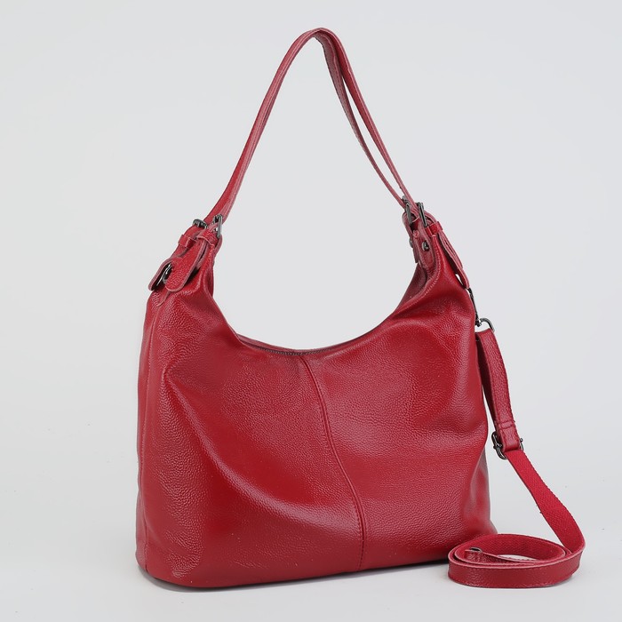 Сумка женская, отдел с перегородкой на молнии, наружный карман, длинный ремень, цвет бордовый