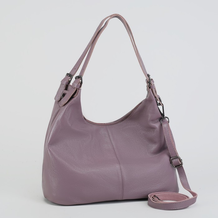 Сумка женская, отдел с перегородкой на молнии, наружный карман, длинный ремень, цвет пудровый