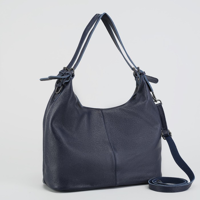 Сумка женская, отдел с перегородкой на молнии, наружный карман, длинный ремень, цвет синий