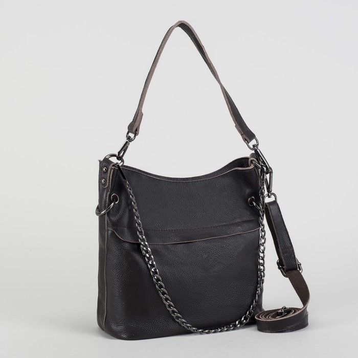 Сумка женская, отдел с перегородкой на молнии, 2 наружных кармана, длинный ремень, цвет кофе