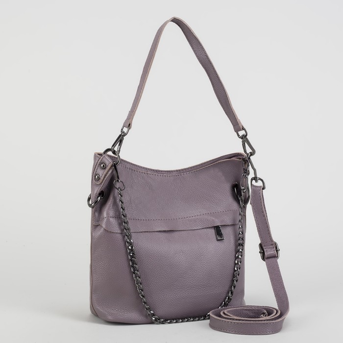 Сумка женская, отдел с перегородкой на молнии, 2 наружных кармана, длинный ремень, цвет пудровый