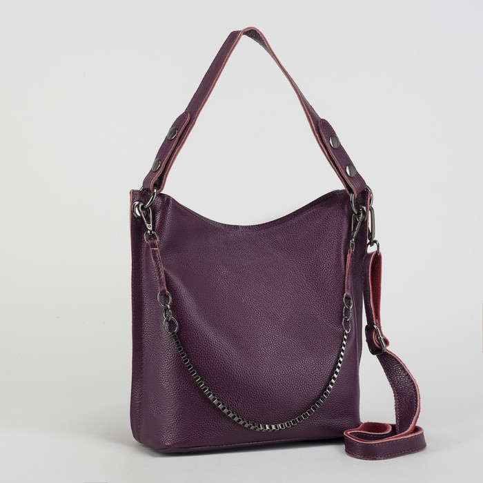 Сумка женская, отдел с перегородкой на молнии, наружный карман, длинный ремень, цвет фиолетовый
