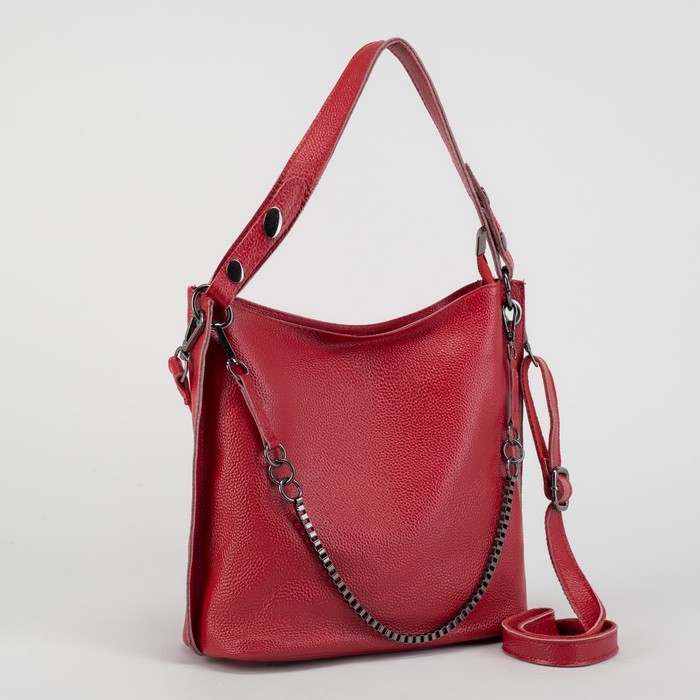 Сумка женская, отдел с перегородкой на молнии, наружный карман, длинный ремень, цвет красный