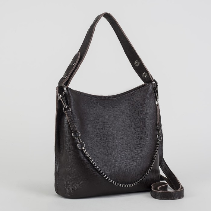 Сумка женская, отдел с перегородкой на молнии, наружный карман, длинный ремень, цвет коричневый