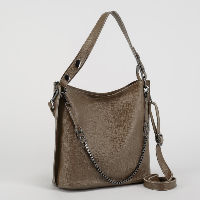 Сумка женская, отдел с перегородкой на молнии, наружный карман, длинный ремень, цвет хаки