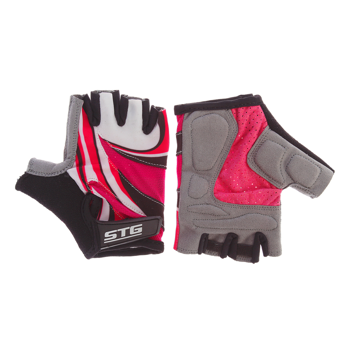 Перчатки велосипедные STG, размер L, цвет чёрно-розовый