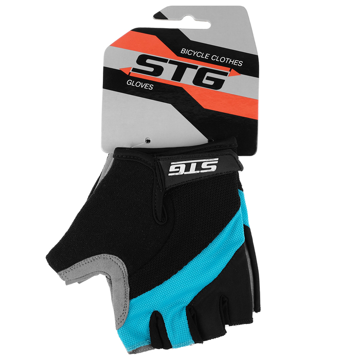 Перчатки велосипедные STG, размер S, цвет черно-голубые