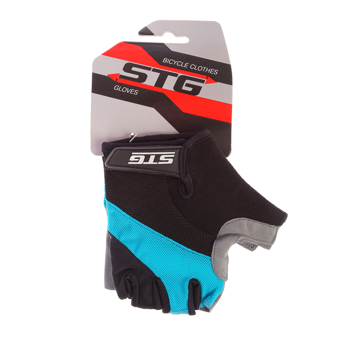 Перчатки велосипедные STG, размер XL, цвет черно-голубые