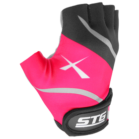 Перчатки велосипедные STG, размер M, цвет чёрный/розовый Ош