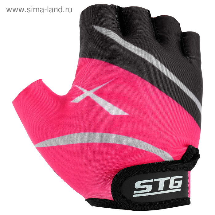 фото Перчатки велосипедные stg, размер s, цвет чёрный/розовый