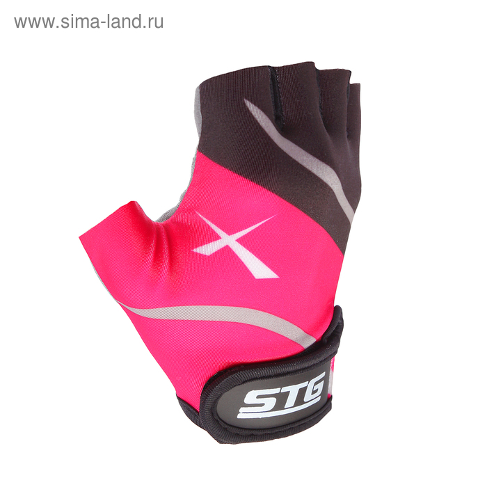 фото Перчатки велосипедные, размер l, цвет чёрный/розовый stg