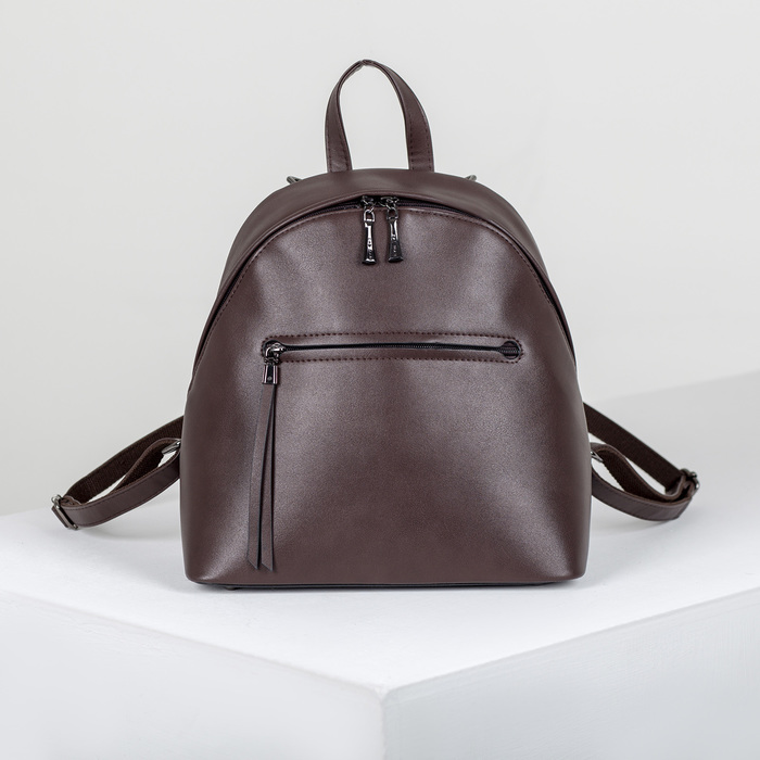 Рюкзак молодёжный, отдел на молнии, 2 наружных кармана, цвет коричневый