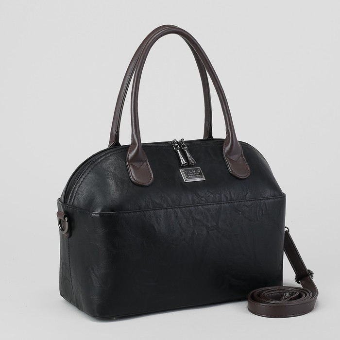 Сумка женская, отдел на молнии, наружный карман, длинный ремень, цвет чёрный