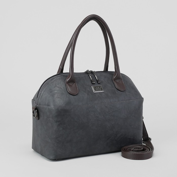 Сумка женская, отдел на молнии, наружный карман, длинный ремень, цвет серый