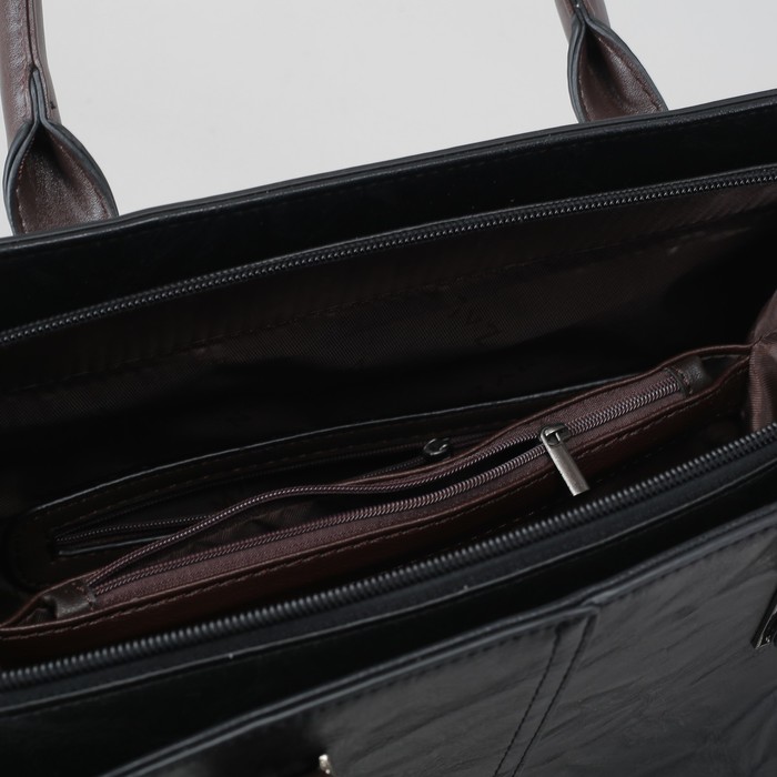 Сумка женская, отдел с перегородкой на молнии, наружный карман, цвет чёрный