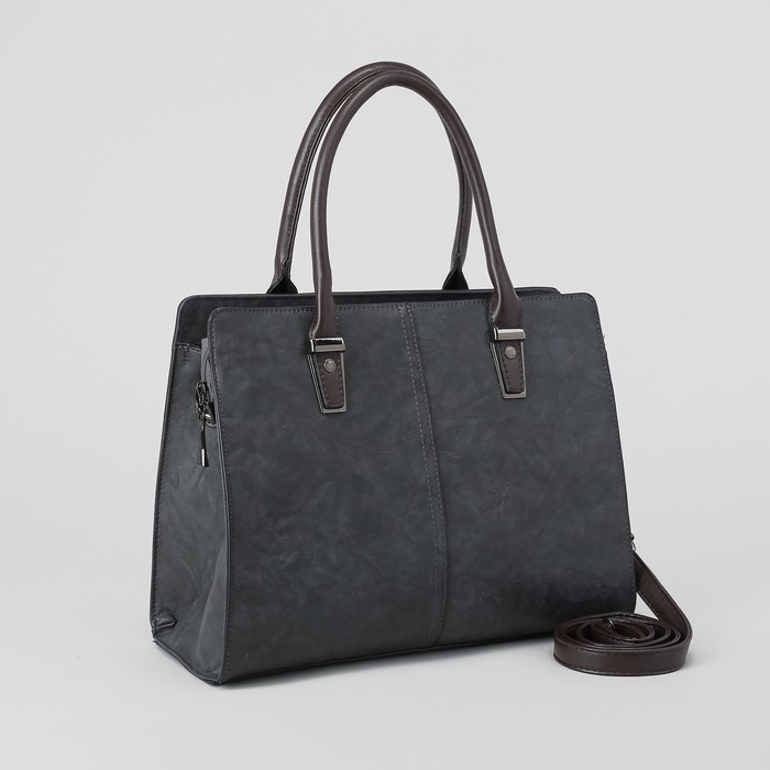 Сумка женская, отдел с перегородкой на молнии, наружный карман, цвет серый