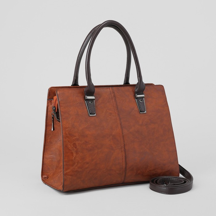 Сумка женская, отдел с перегородкой на молнии, наружный карман, цвет коричневый