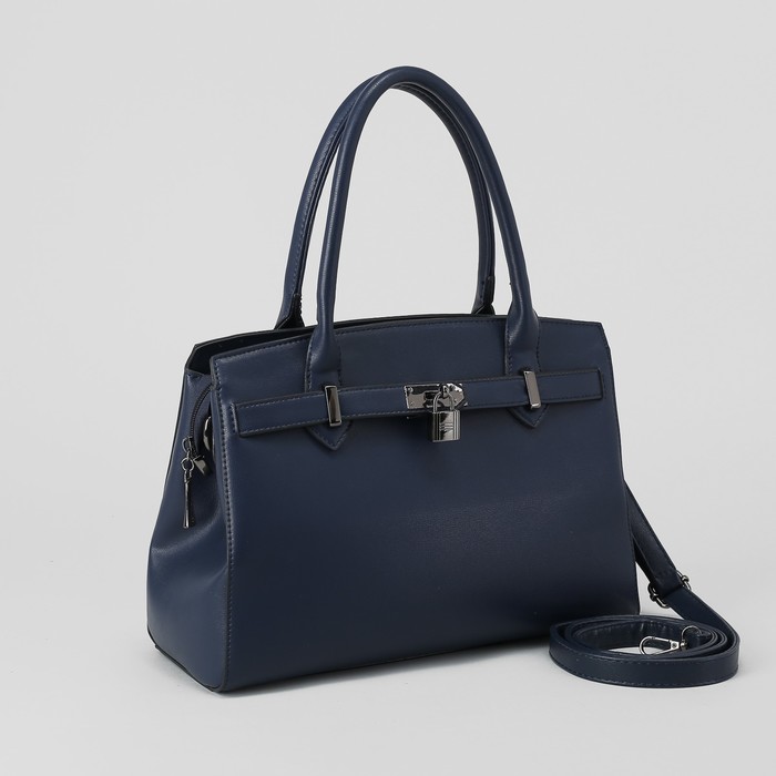 Сумка женская, отдел с перегородкой на молнии, наружный карман, длинный ремень, цвет синий