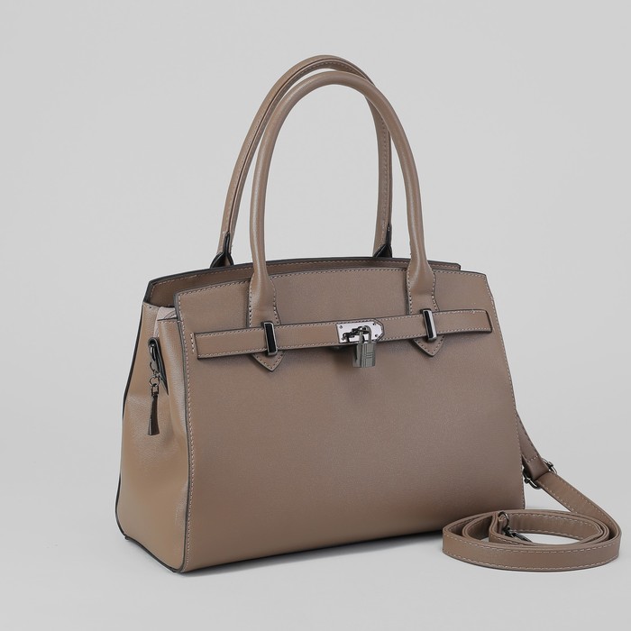 Сумка женская, отдел с перегородкой на молнии, наружный карман, длинный ремень, цвет хаки