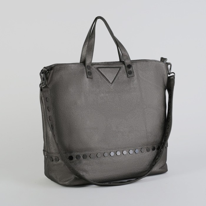 Сумка женская, отдел на молнии, наружный карман, длинный ремень, цвет бронзовый