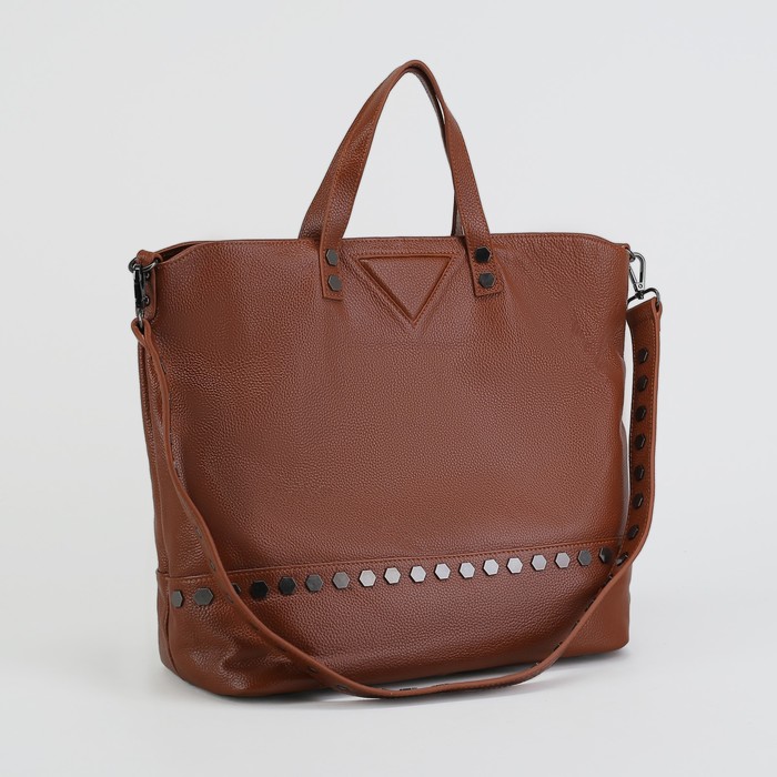 Сумка женская, отдел на молнии, наружный карман, длинный ремень, цвет коричневый