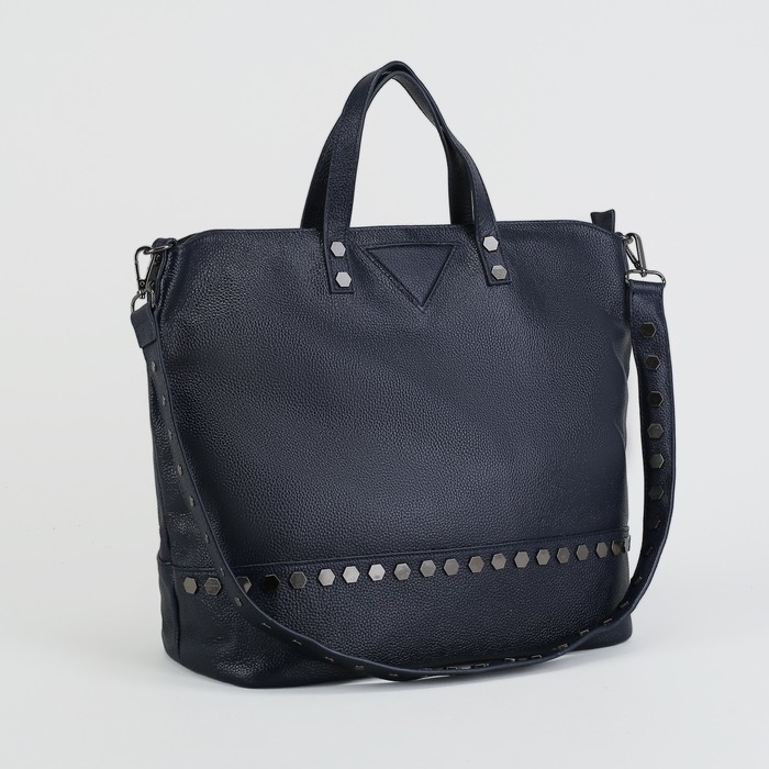 Сумка женская, отдел на молнии, наружный карман, длинный ремень, цвет синий