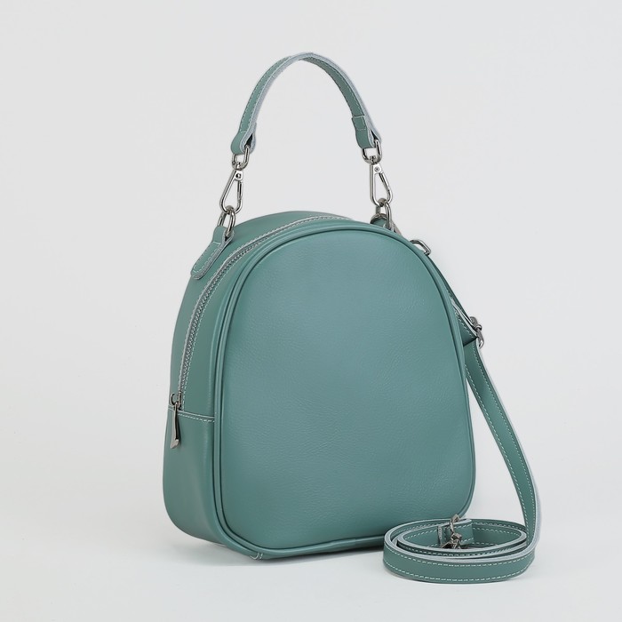 Сумка женская, отдел на молнии, наружный карман, длинный ремень, цвет мятный