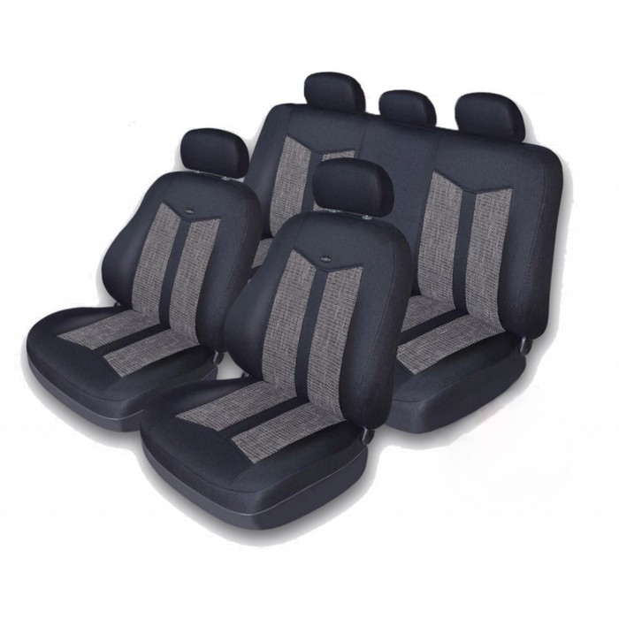 Авточехлы модельные HR KIA RIO 4 с 2011 HB дел TWEED, черно-серый