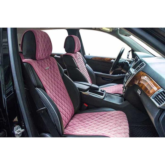 Накидка, на передние сиденья, BULLET, розовый, велюр накидки на передние сиденья автомобиля черные велюр в полоску
