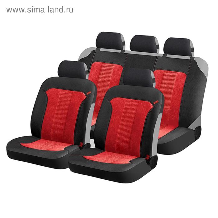 

Авточехлы TREND PLUS, черно-красный, трикотаж