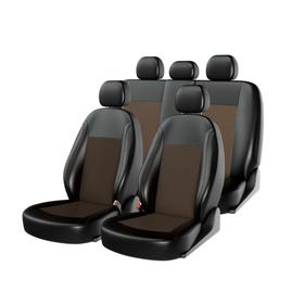 

Авточехлы, ATOM LEATHER, черно-коричневый, экокожа