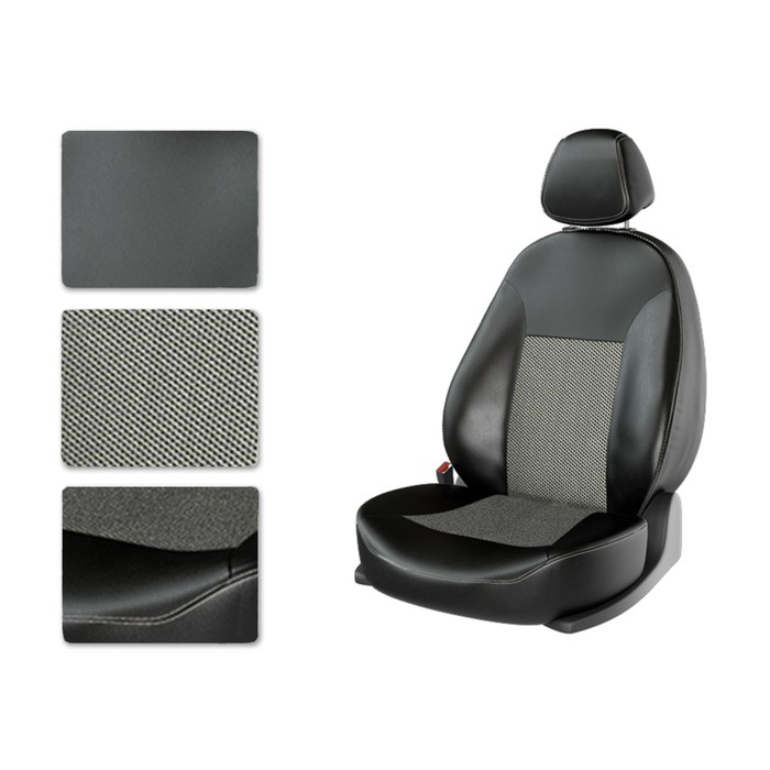 Авточехлы NISSAN Almera, с 2013, раздельное, черно-серый, жаккард