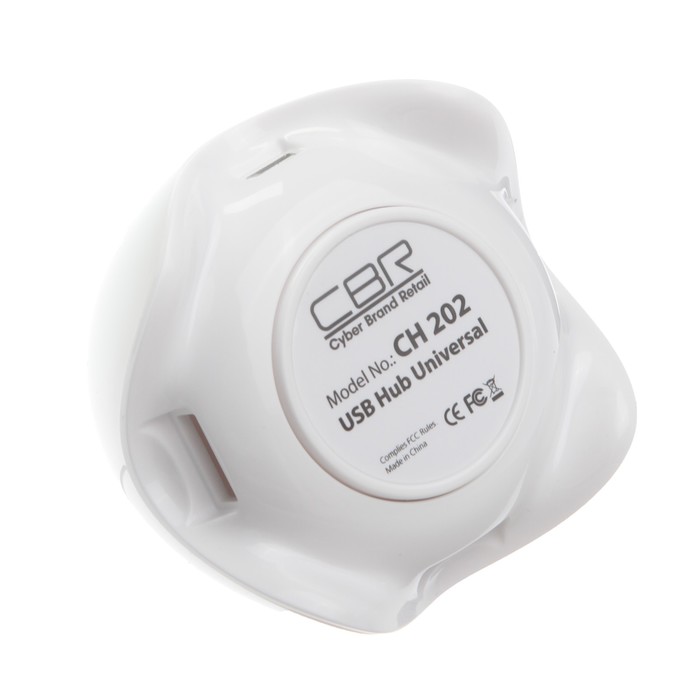 Разветвитель USB (Hub) CBR CH 202, 3 порта, подсветка, белый,