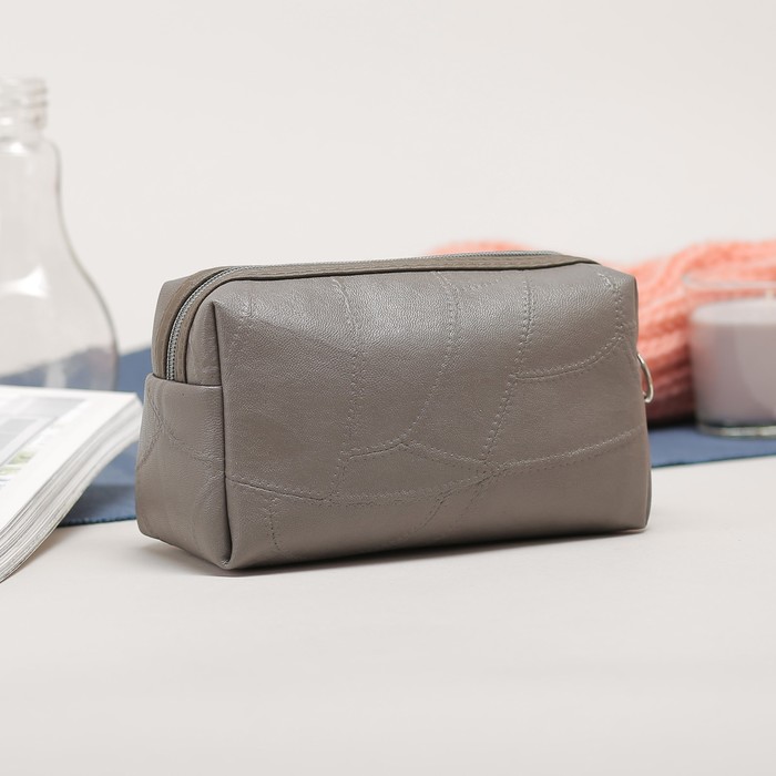 Косметичка дорожная, 1 отдел, цвет серый