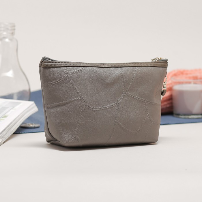 Косметичка, 1 отдел на молнии, цвет серый