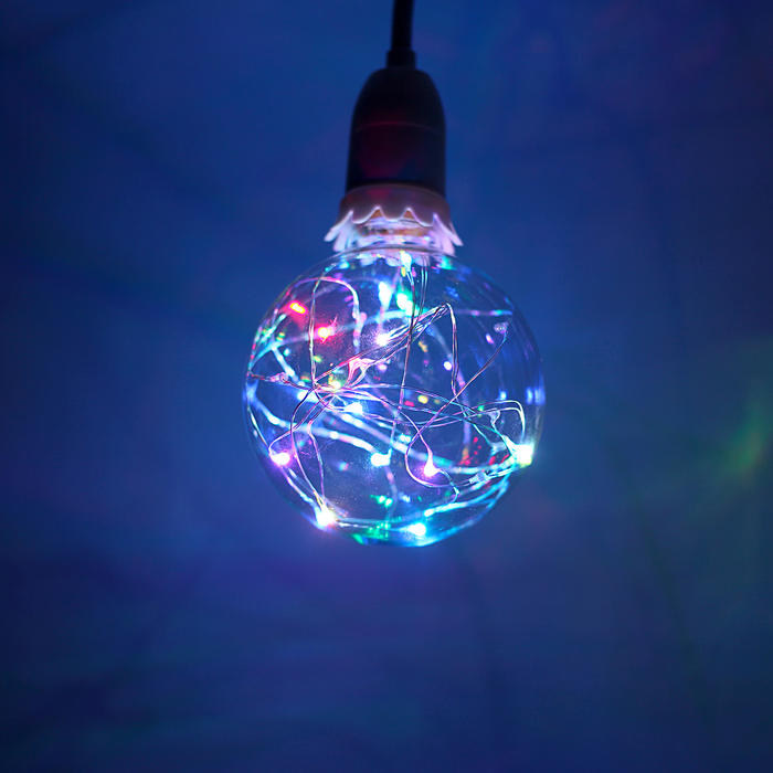 лампа светодиодная декоративная "Шар" G95, 135 х 95 мм, Е27, 3 Вт, 230 В, RGB ( 7 цветов)