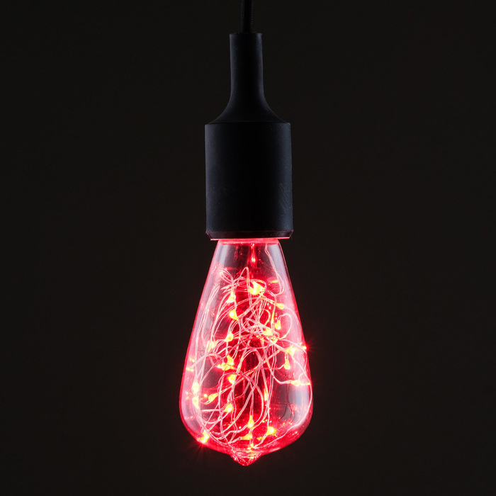 Лампа светодиодная декоративная "Ретро" ST64, 145 х 64 мм, Е27, 3 Вт, 230 В, Красный