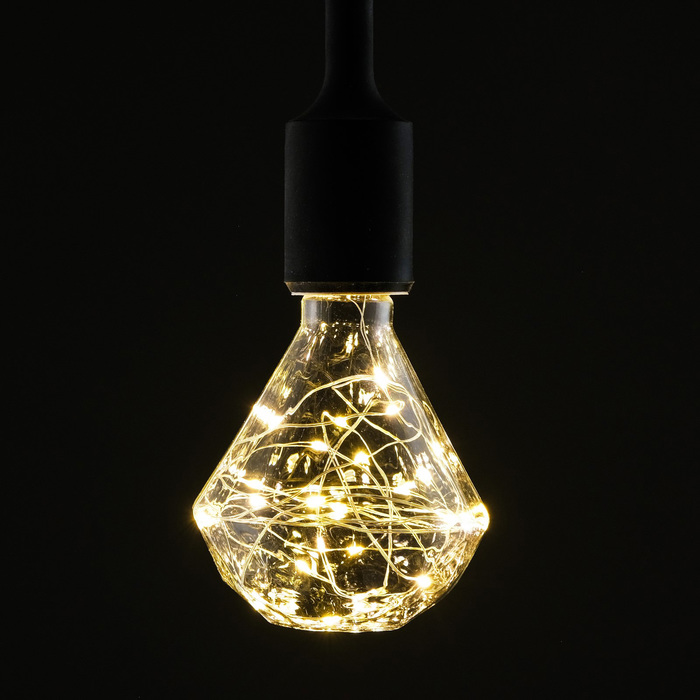 лампа светодиодная декоративная "Алмаз" G95ZS, 135 х 95 мм, Е27, 3 Вт, 230 В, Тепло-Белый